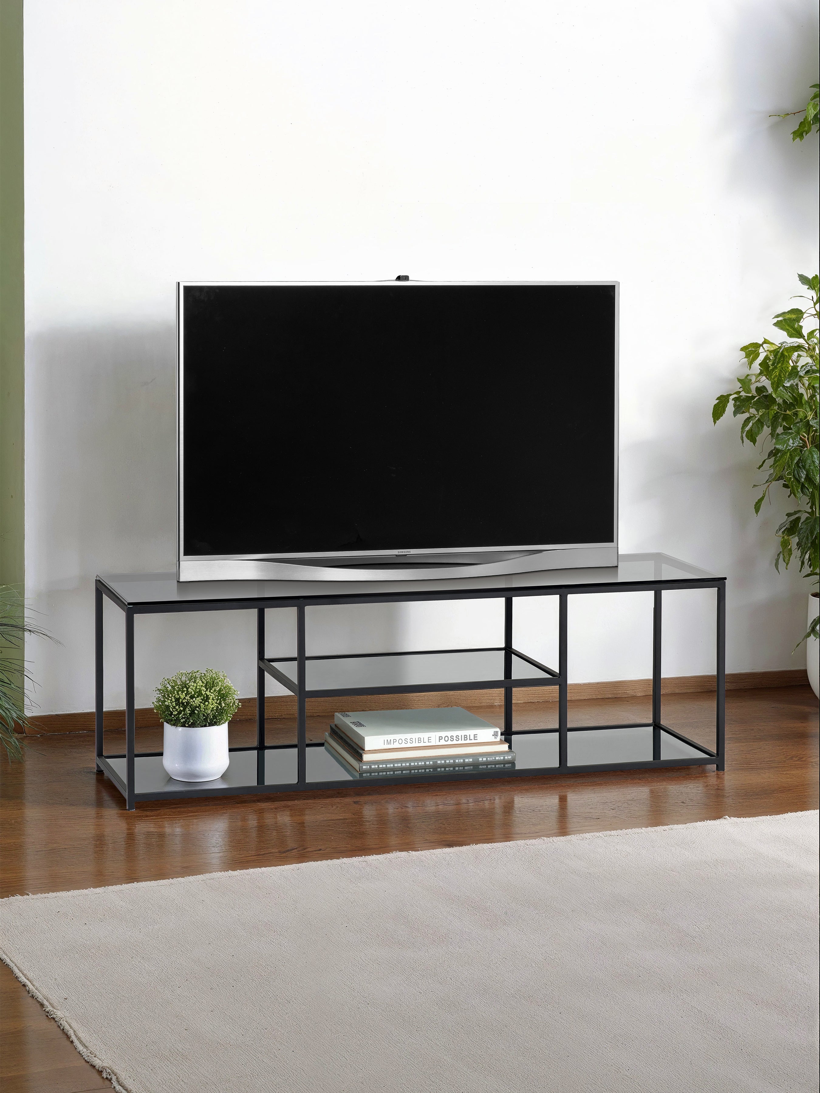 Cypress Tv Unit Smoked Glass/Black