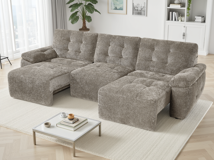 Dallas Electric Sofabed Mushroom 3 Seater