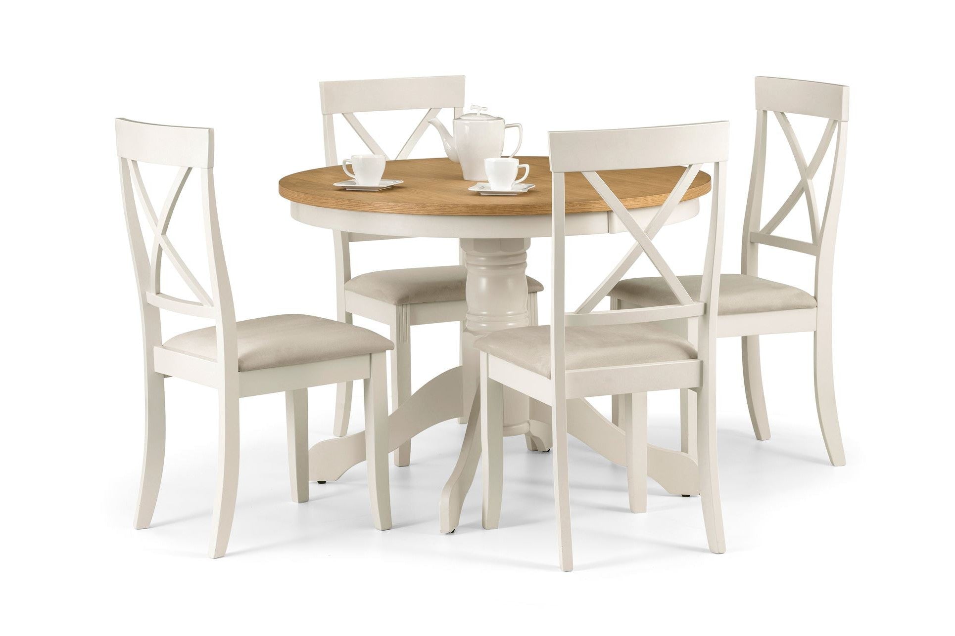 Dara Round Dining Table Ivory/Oak