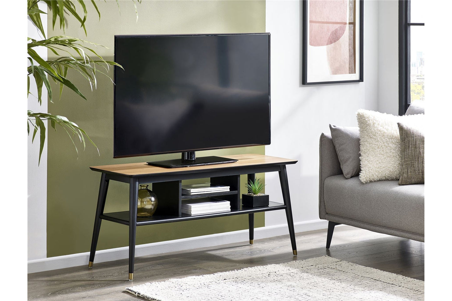 Flavia TV Unit Black/Walnut