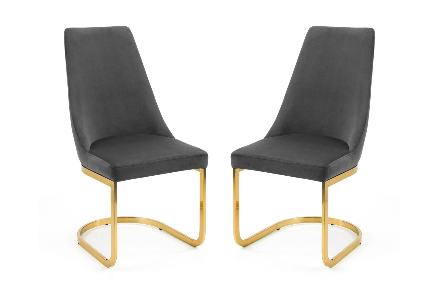 Flora Set Of 2 Dining Chairs Grey/Gold