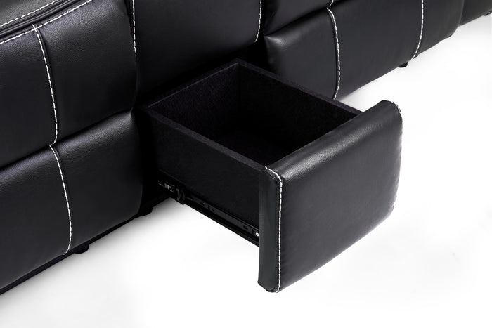 Galaxy Tech Recliner Sofa Black 2 Seater