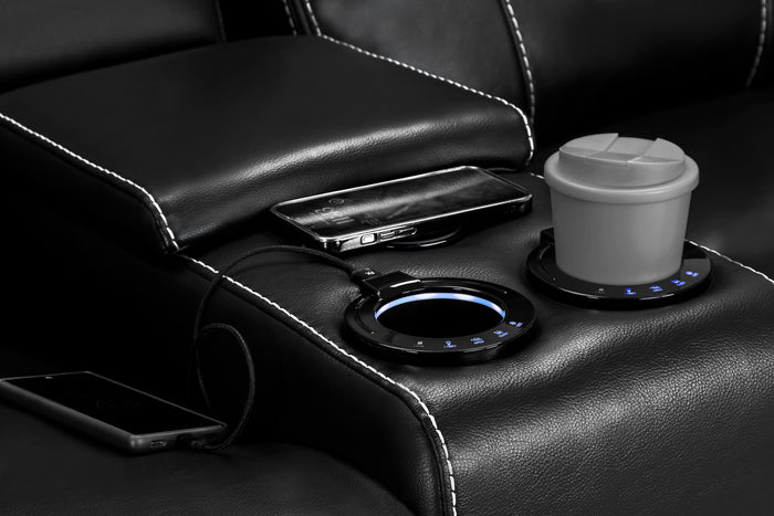 Galaxy Tech Recliner Sofa Black 2 Seater