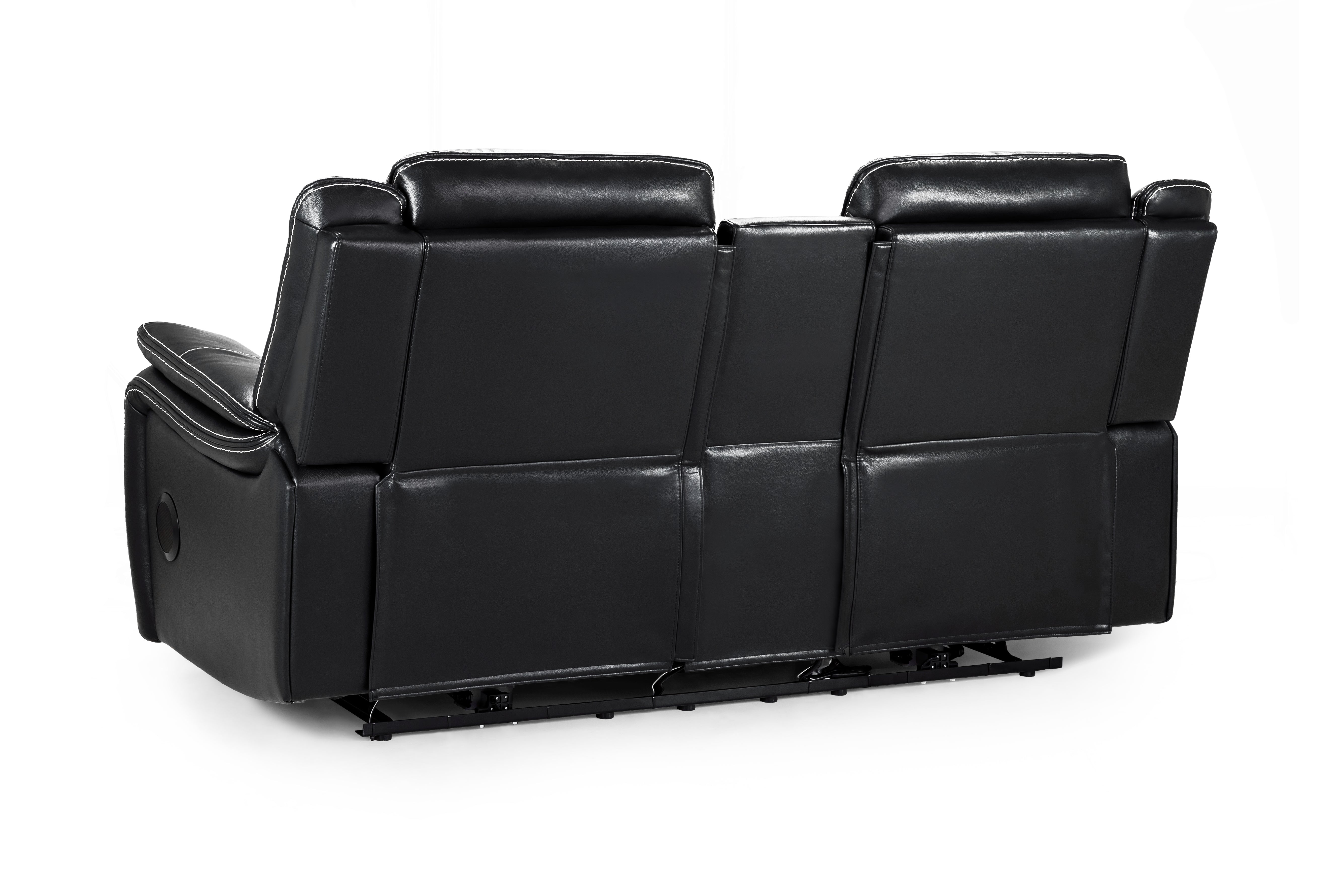 Galaxy Tech Recliner Sofa Black 2 Seater