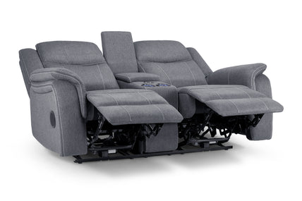 Galaxy Tech Recliner Sofa Grey Fabric 2 Seater