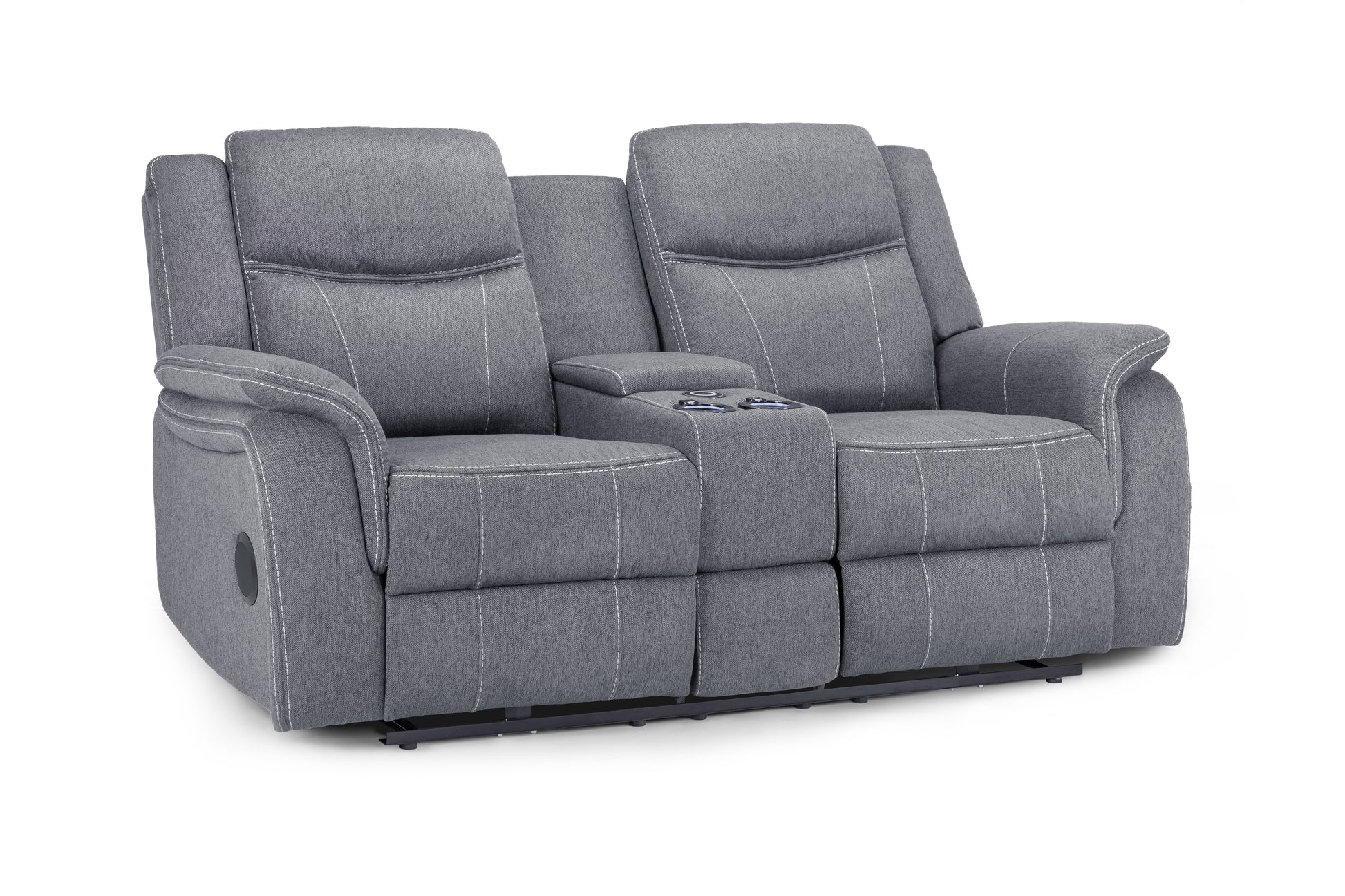 Galaxy Tech Recliner Sofa Grey Fabric 2 Seater