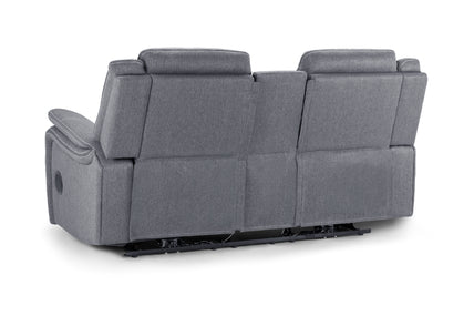 Galaxy Tech Recliner Sofa Grey Fabric 2 Seater