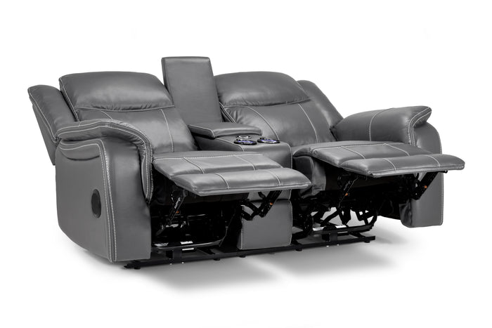 Galaxy Tech Recliner Sofa Grey 2 Seater