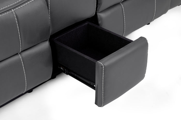 Galaxy Tech Recliner Sofa Grey 2 Seater