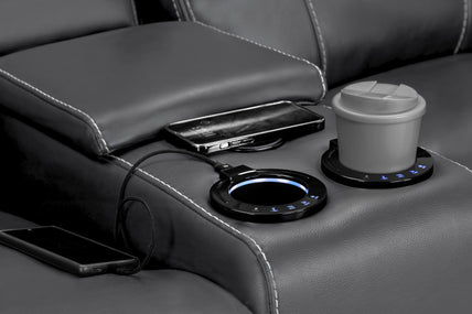 Galaxy Tech Recliner Sofa Grey 2 Seater