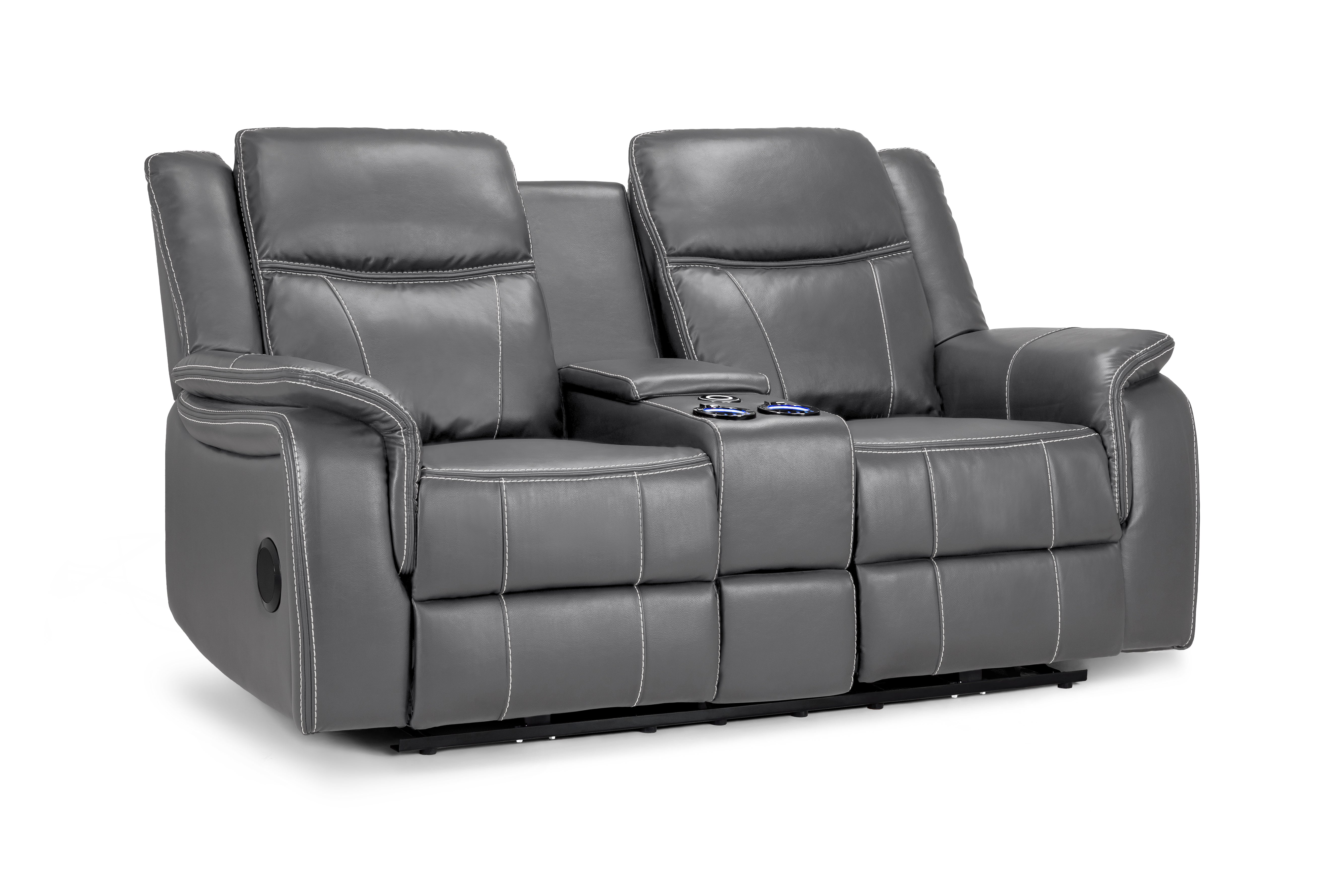 Galaxy Tech Recliner Sofa Grey 2 Seater