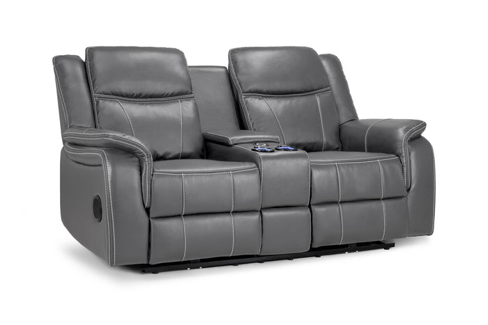 Galaxy Tech Recliner Sofa Grey 2 Seater