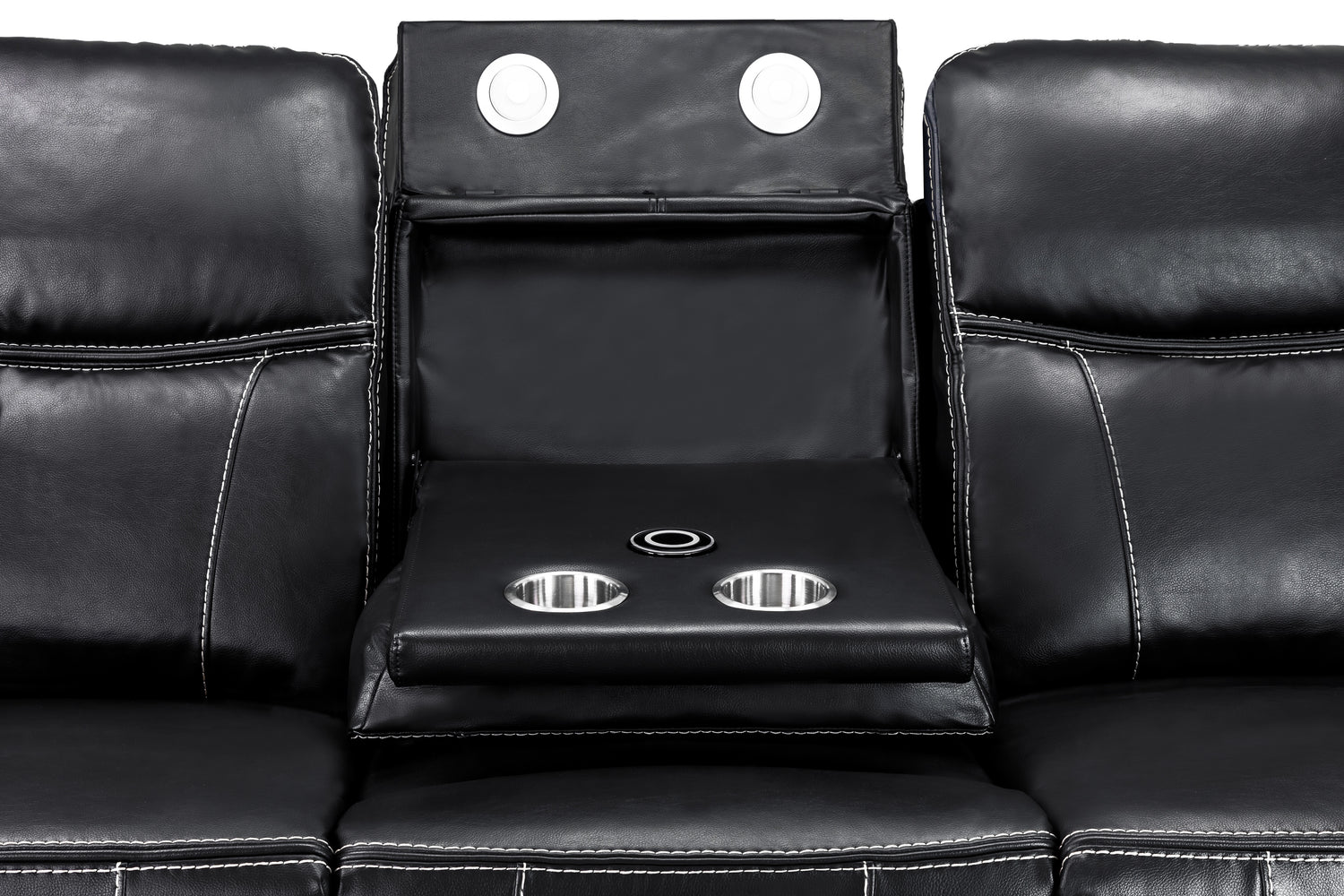 Galaxy Tech Recliner Sofa Black 3 Seater