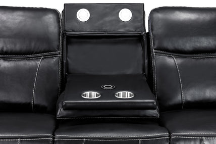 Galaxy Tech Recliner Sofa Black 3 Seater