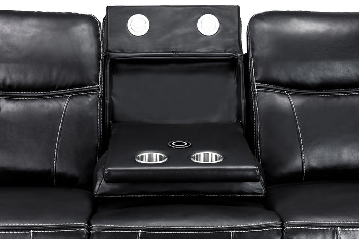 Galaxy Tech Recliner Sofa Black 3 Seater
