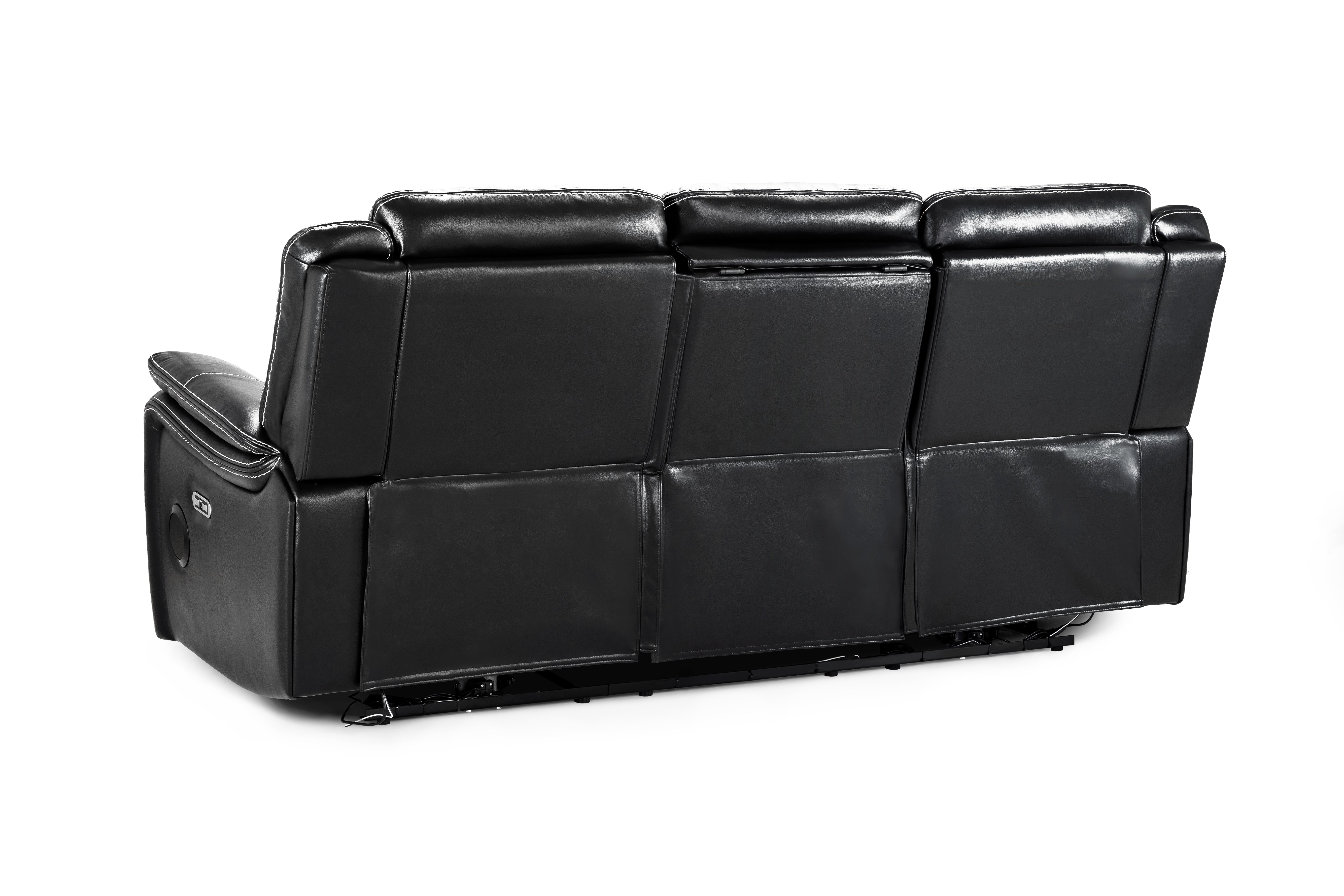 Galaxy Tech Recliner Sofa Black 3 Seater