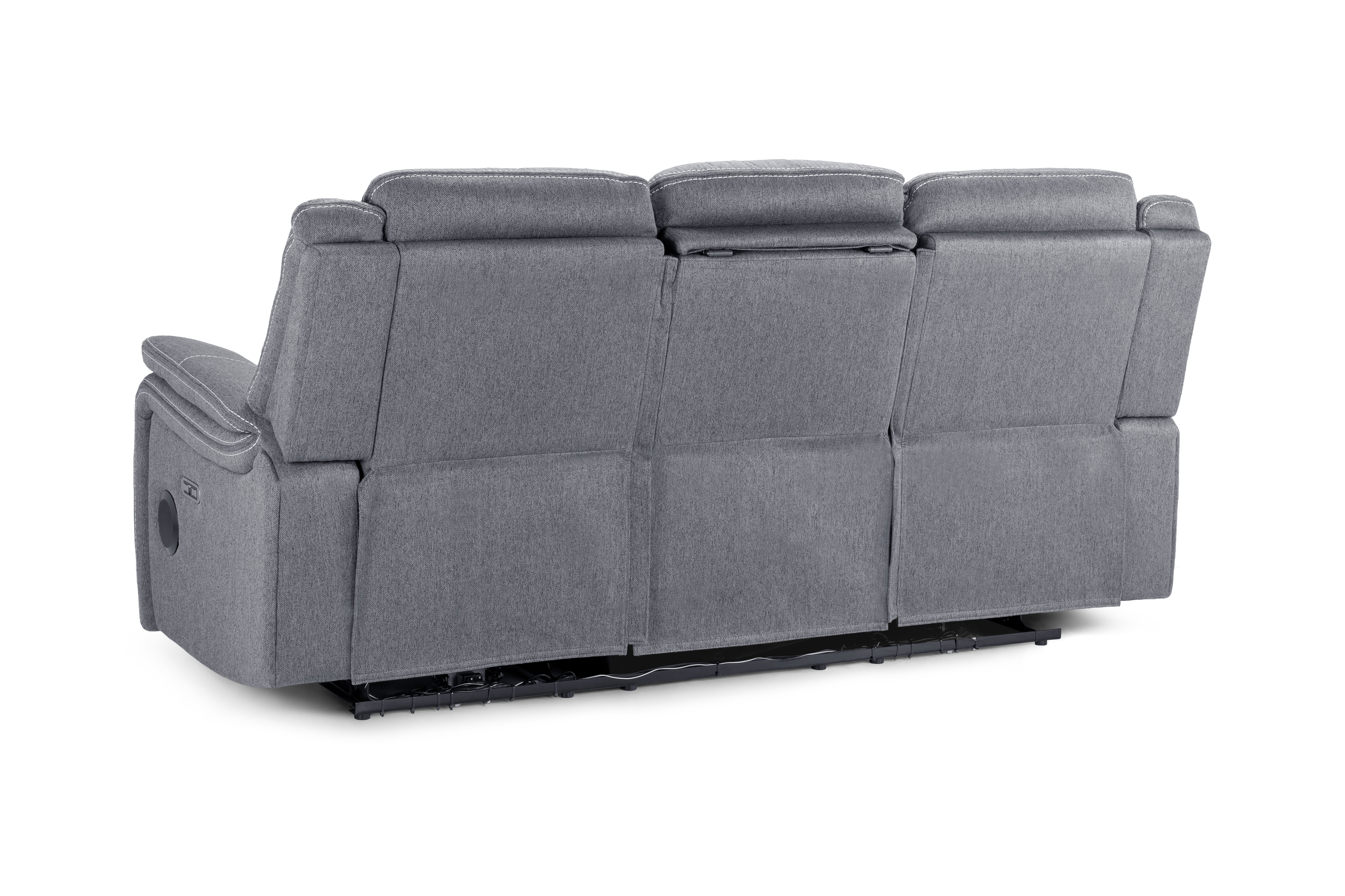 Galaxy Tech Recliner Sofa Grey Fabric 3 Seater