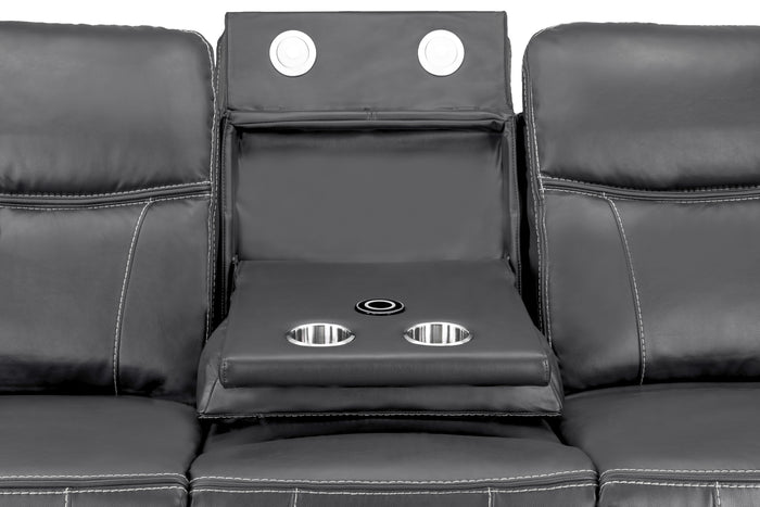 Galaxy Tech Recliner Sofa Grey 3 Seater