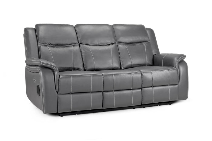 Galaxy Tech Recliner Sofa Grey 3 Seater