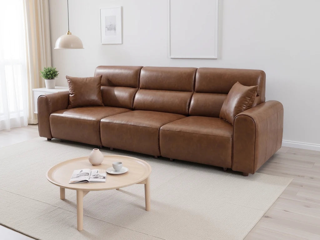 Aspen Electric Sofa Brown Leather 3 Seater