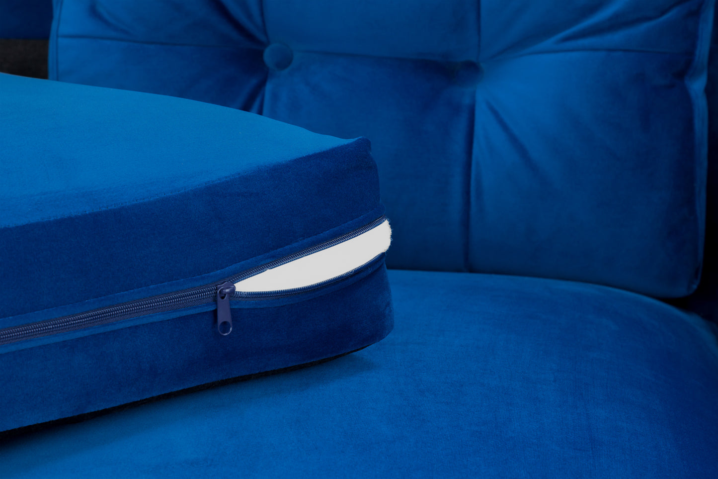 Halston Sofa Plush Blue Left Hand Facing Corner