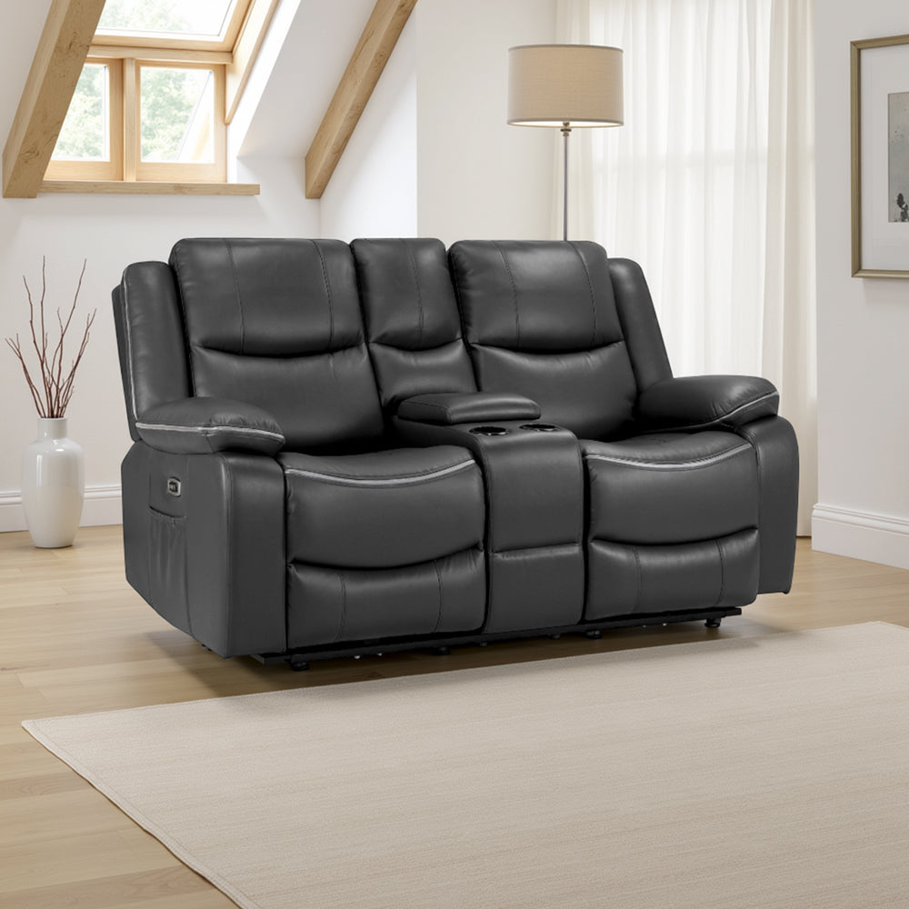 Harald Electric Recliner Sofa Black 2 Seater