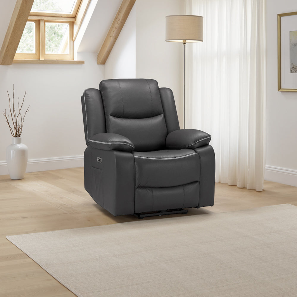 Harald Electric Recliner Sofa Black Armchair