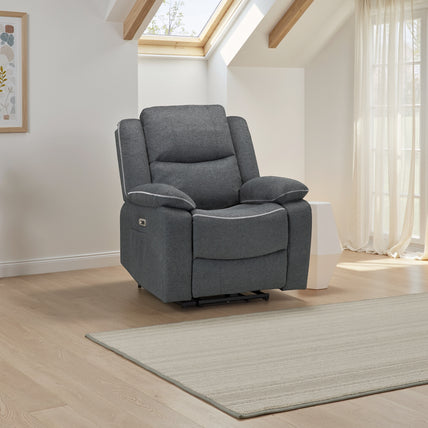 Harald Electric Recliner Sofa Grey Fabric Armchair