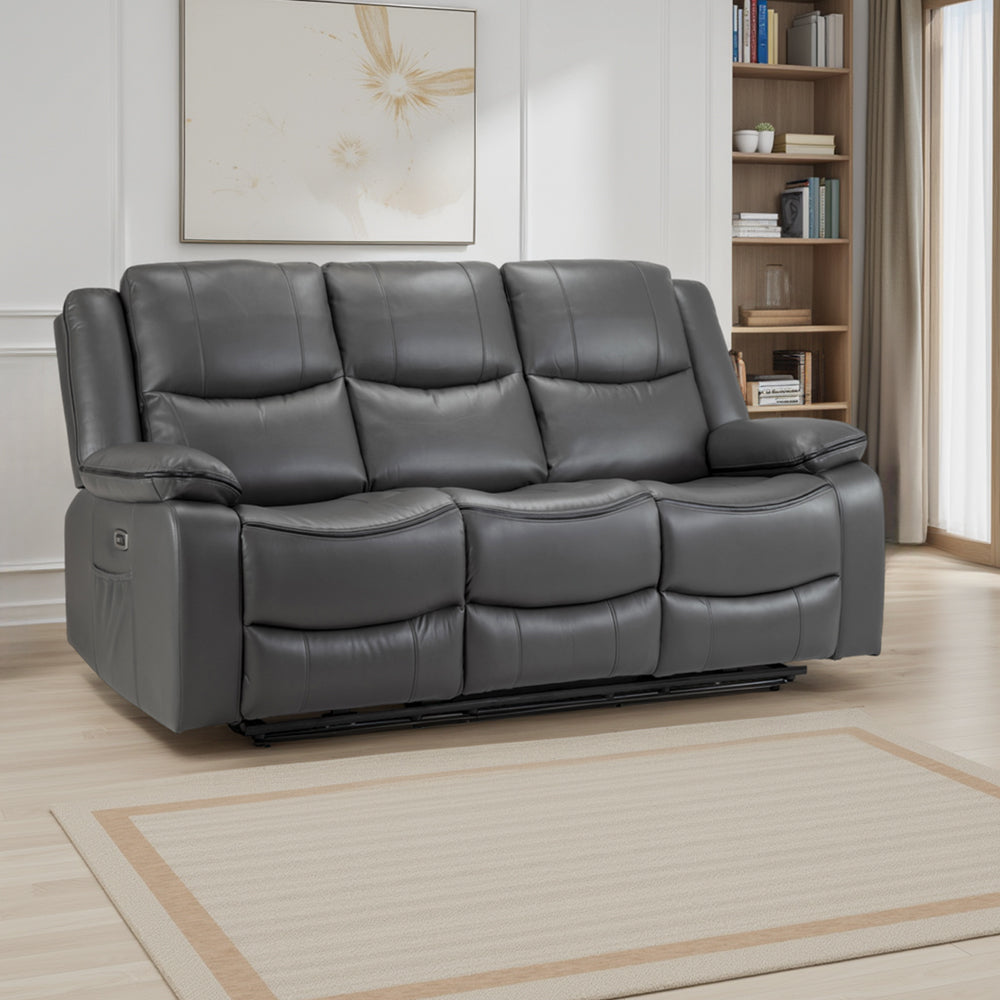 Harald Electric Recliner Sofa Grey 3 Seater