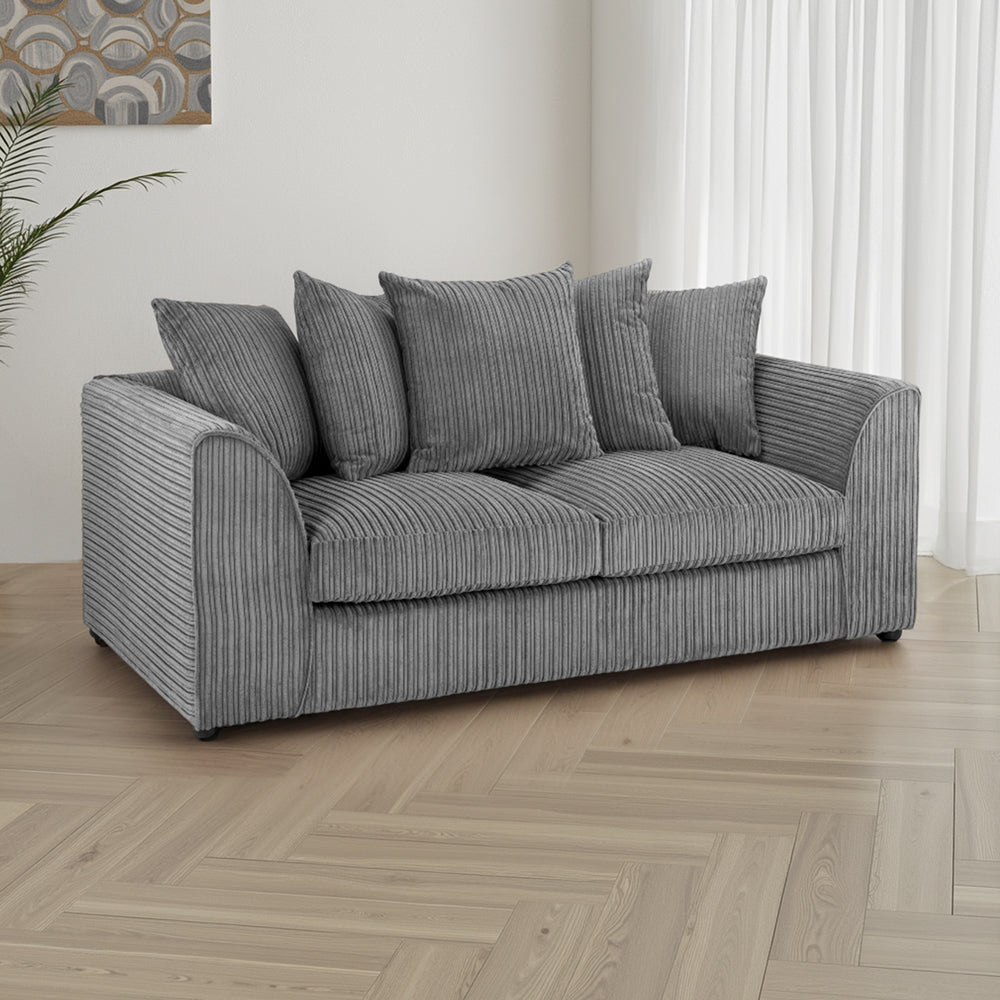 Harley Jumbo Sofa Grey 3 Seater