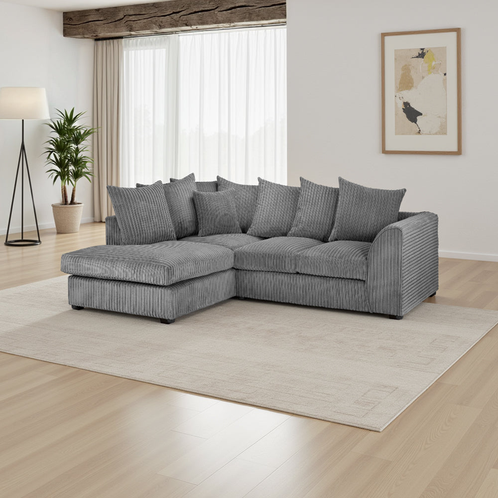 Harley Jumbo Sofa Grey Left Hand Facing Corner