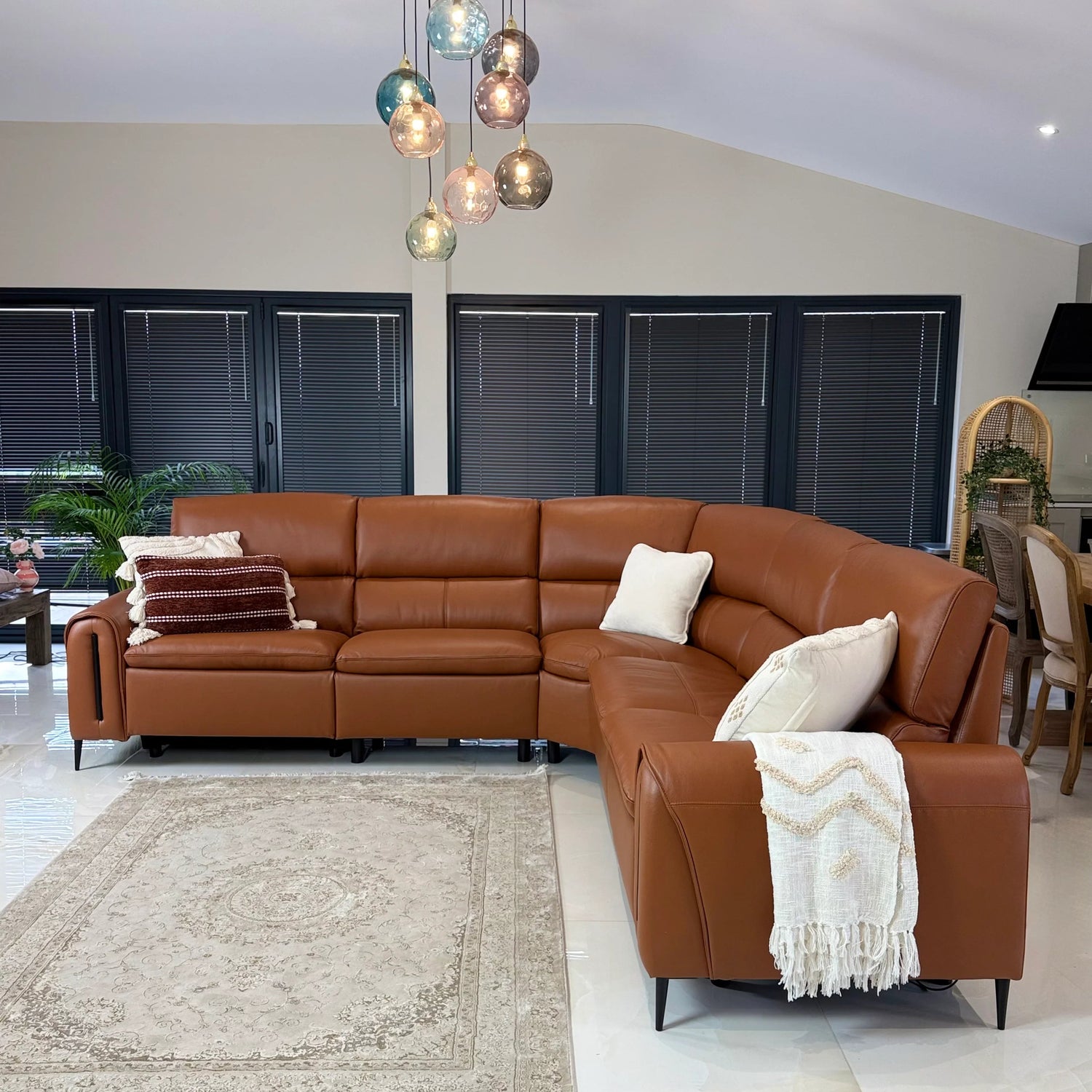 Arizona Electric Recliner Sofa Tan Large Corner