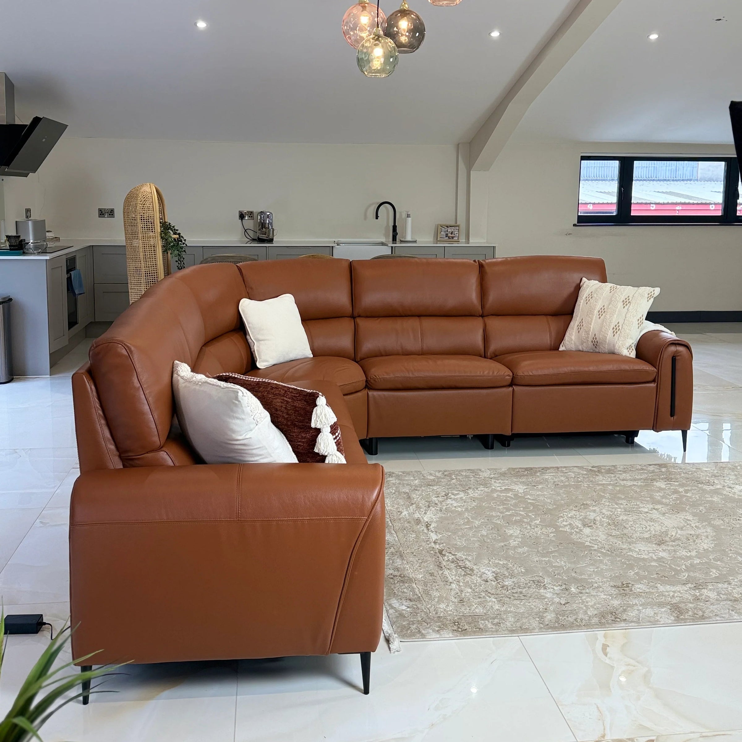Arizona Electric Recliner Sofa Tan Large Corner