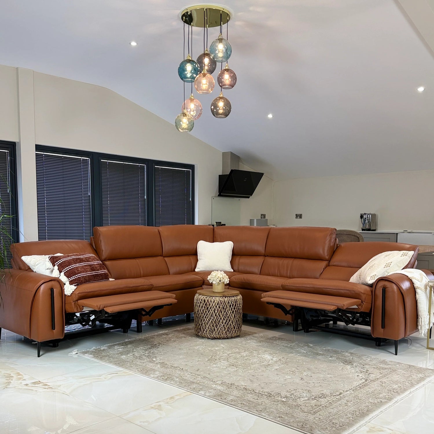 Arizona Electric Recliner Sofa Tan Large Corner