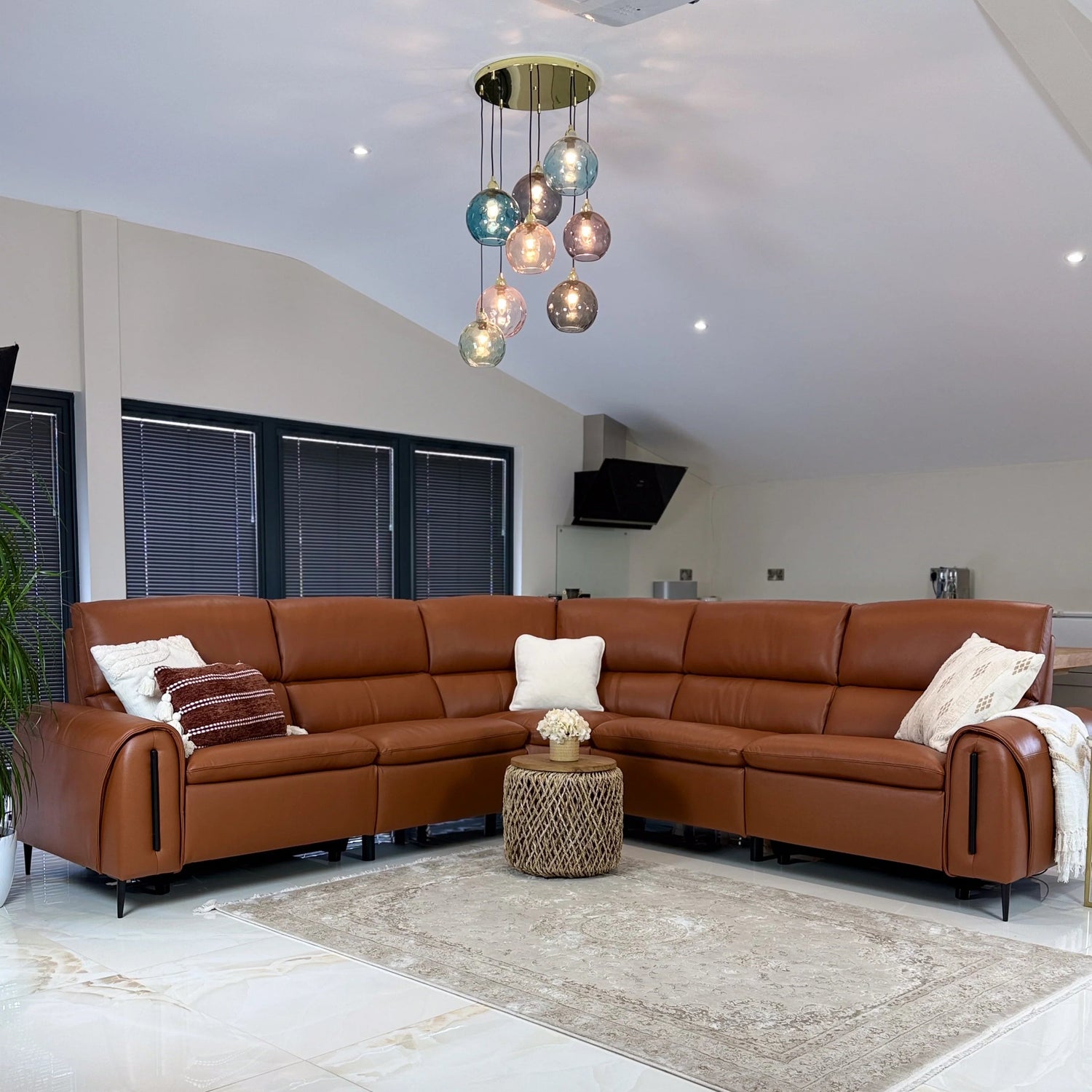 Arizona Electric Recliner Sofa Tan Large Corner