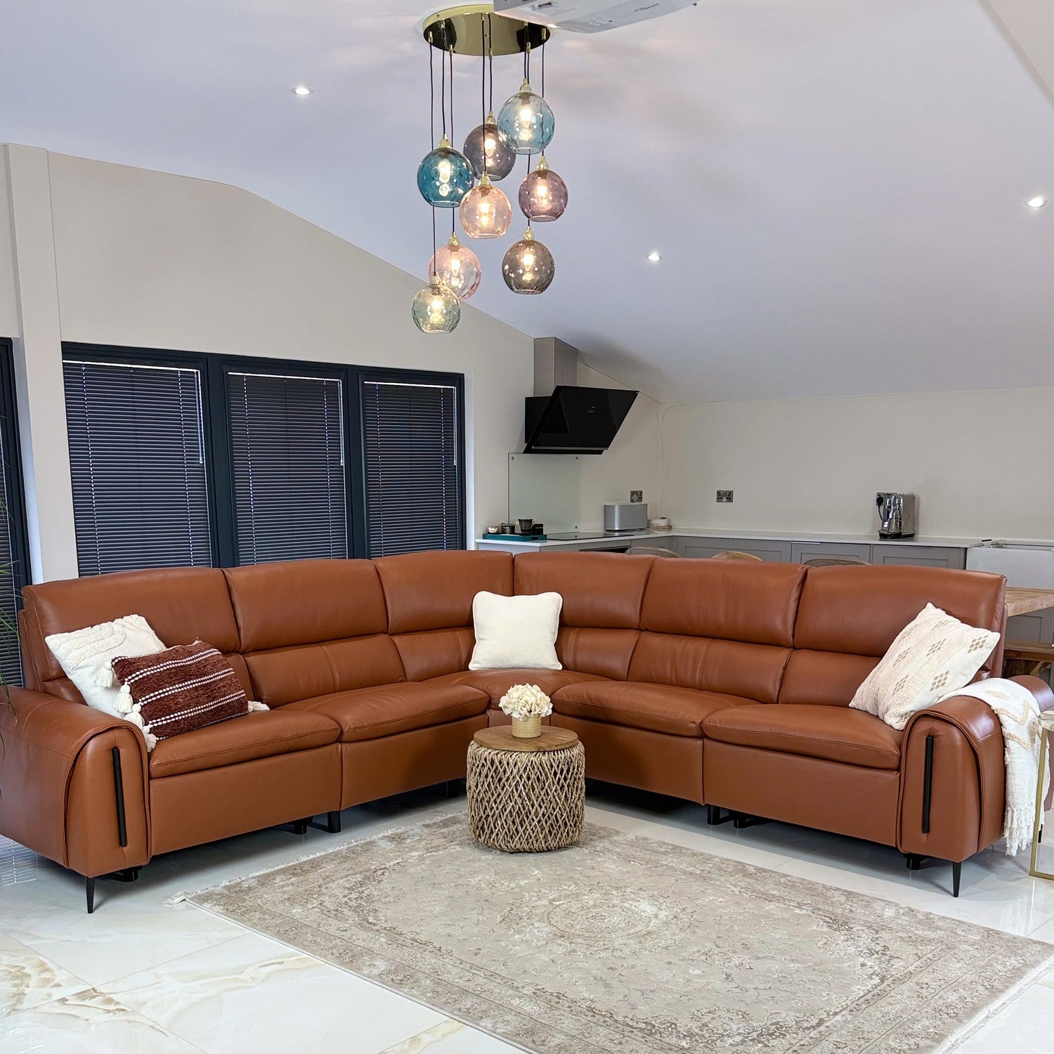 Arizona Electric Recliner Sofa Tan Large Corner