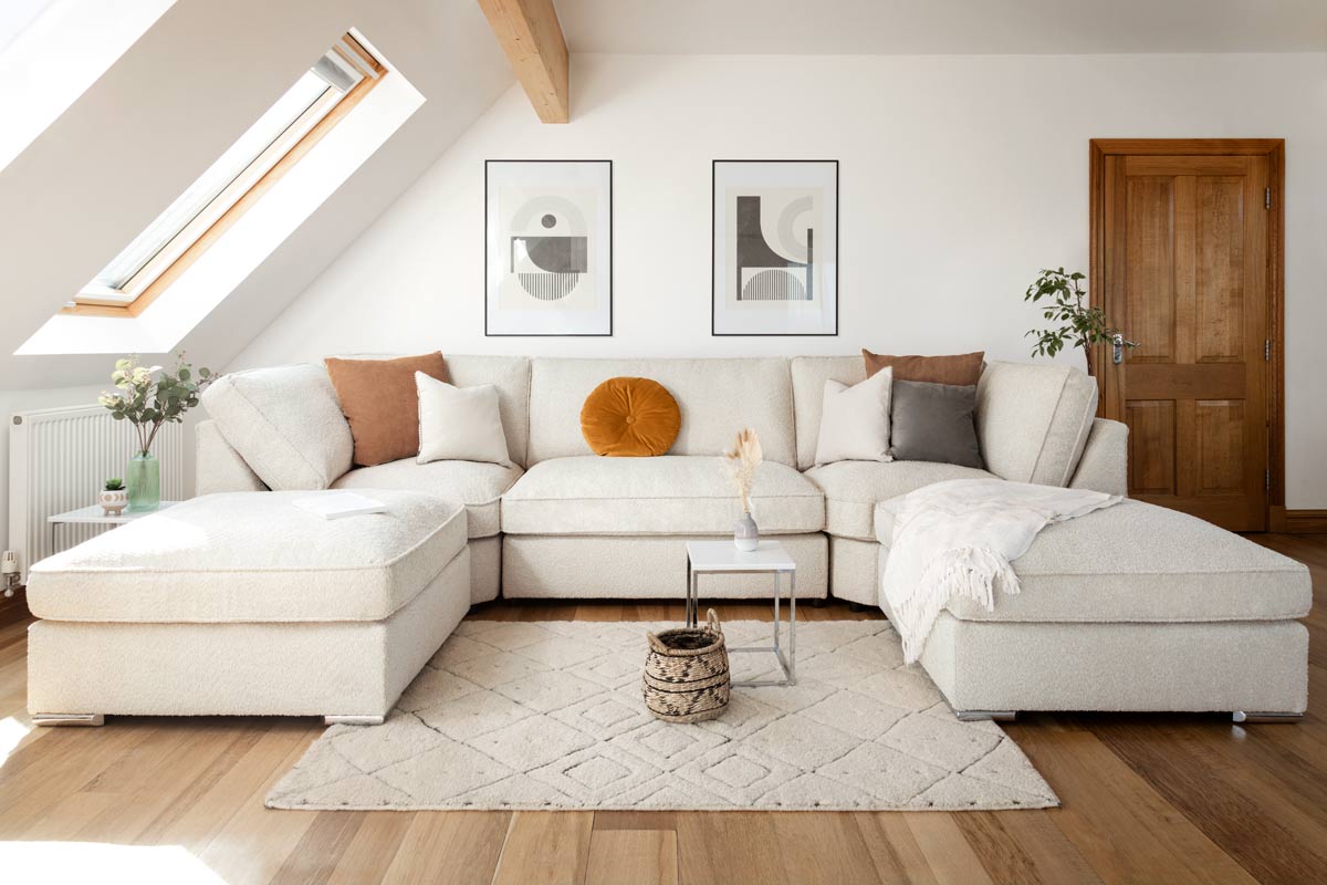 Inga Fullback Sofa Beige U Shape Corner Sofa Honeypot Furniture