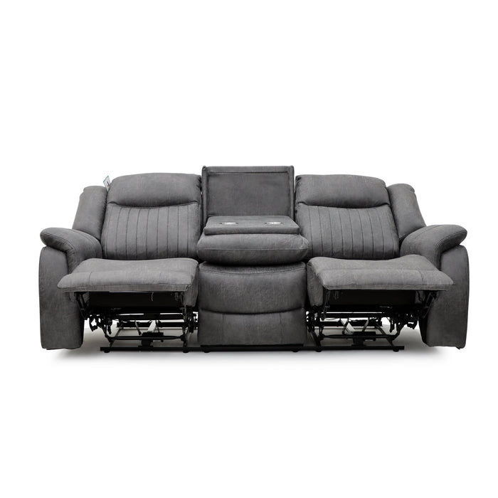Leon Electric Recliner Sofa Grey 3 Seater
