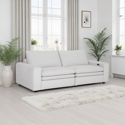 Lilith Electric Recliner Sofa 3 Seater Ivory