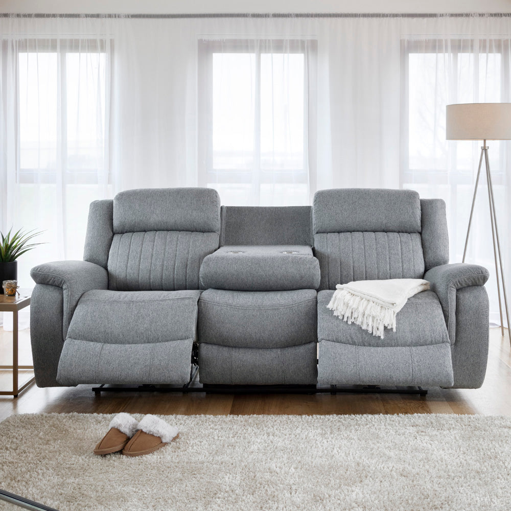 Linden Recliner Sofa Grey 3 Seater