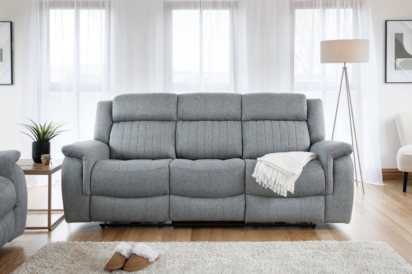 Linden Recliner Sofa Grey 3 Seater