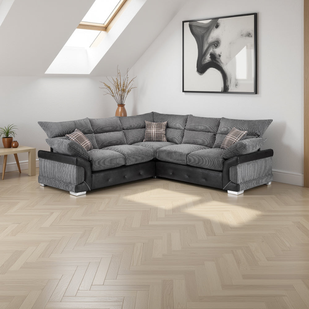 Logan Sofa Black/Grey Large Corner