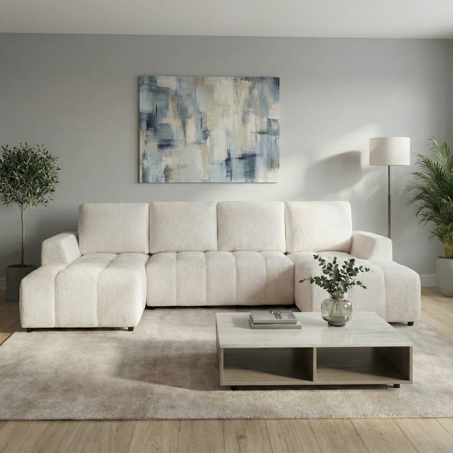 Lora Sofa Bed U Shape Corner Beige