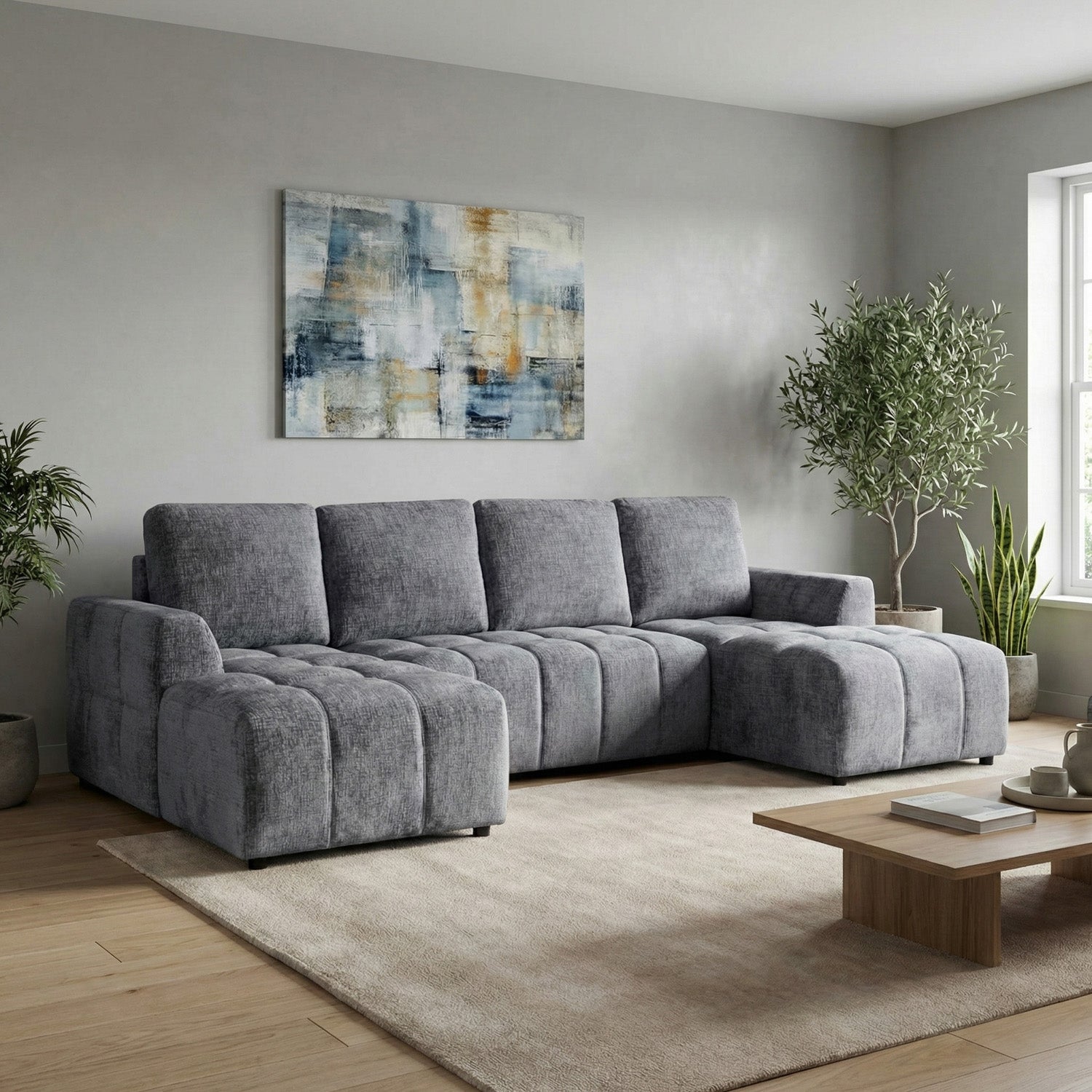 Lora Sofa Bed U Shape Corner Graphite