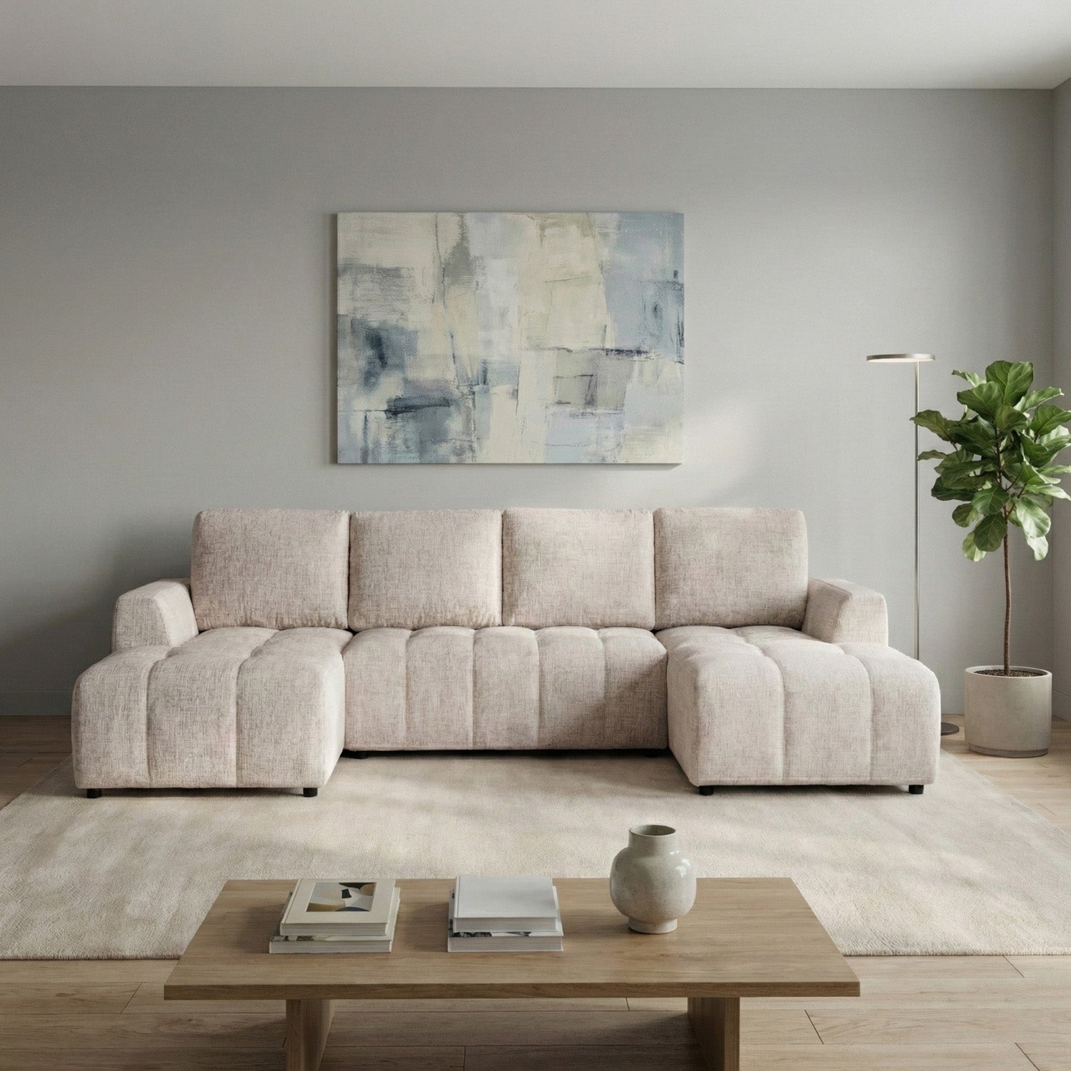 Lora Sofa Bed U Shape Corner Mushroom