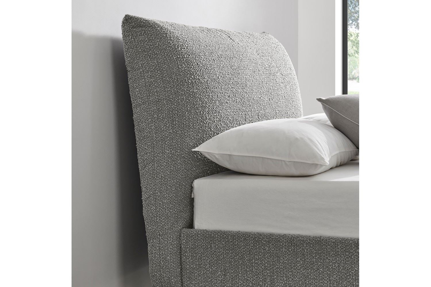 Luna Pillow Bed Frame Double Grey Boucle