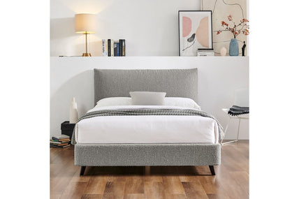 Luna Pillow Bed Frame Double Grey Boucle