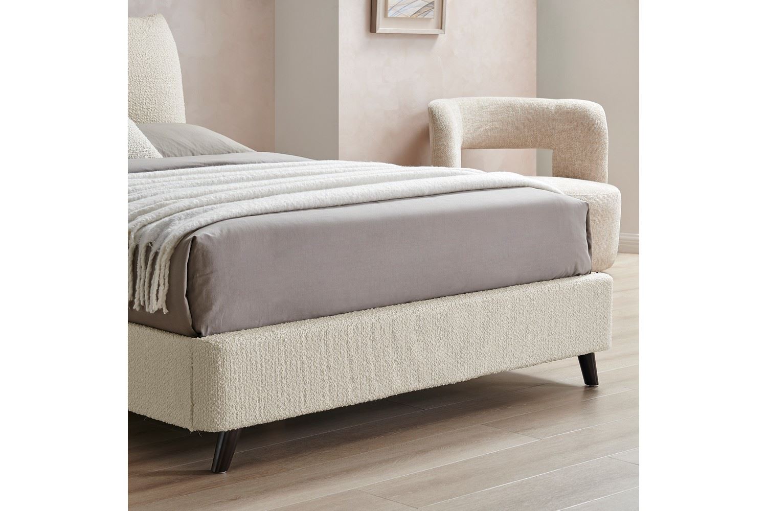 Luna Pillow Bed Frame Double Ivory Boucle