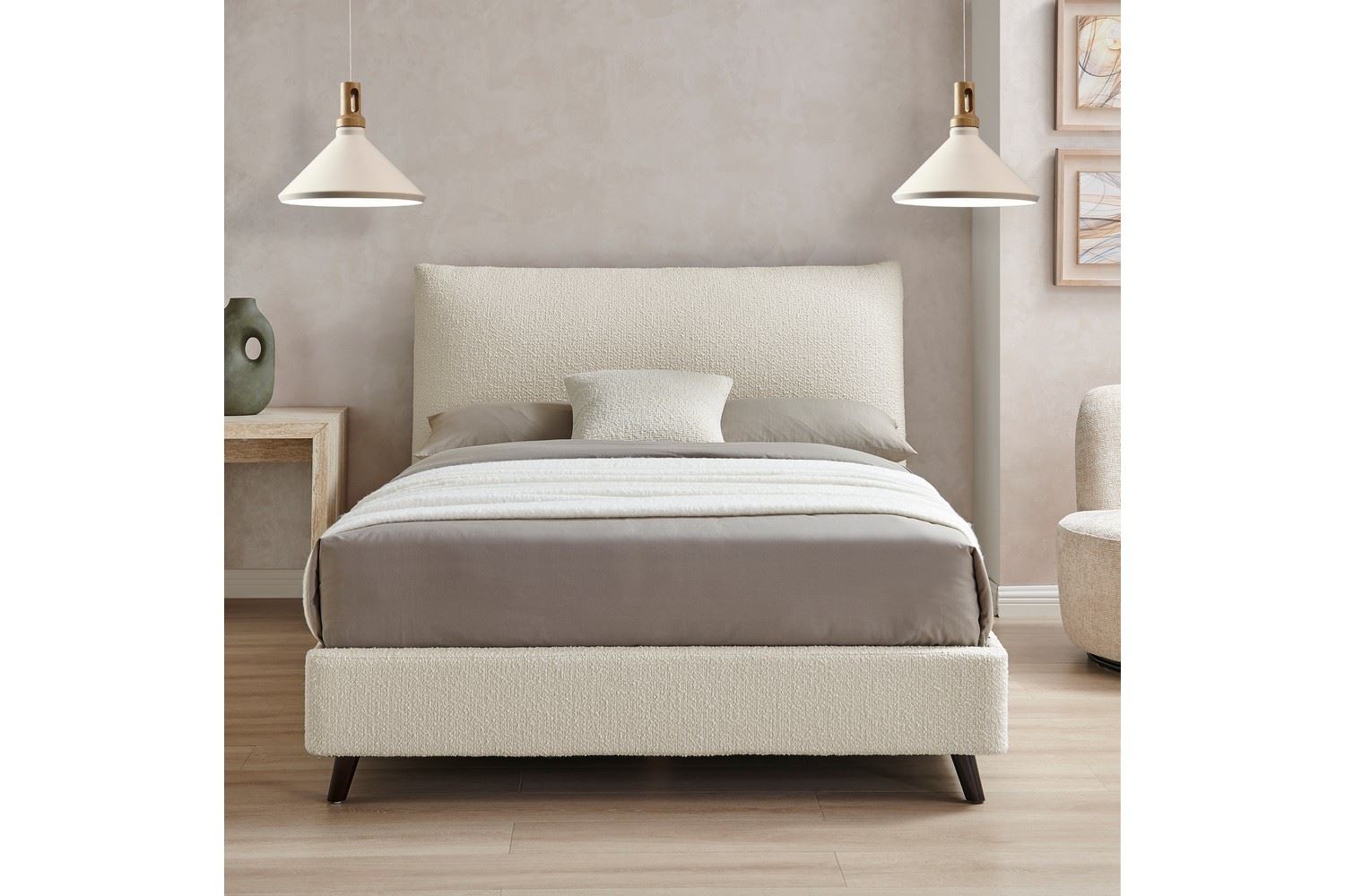 Luna Pillow Bed Frame Double Ivory Boucle