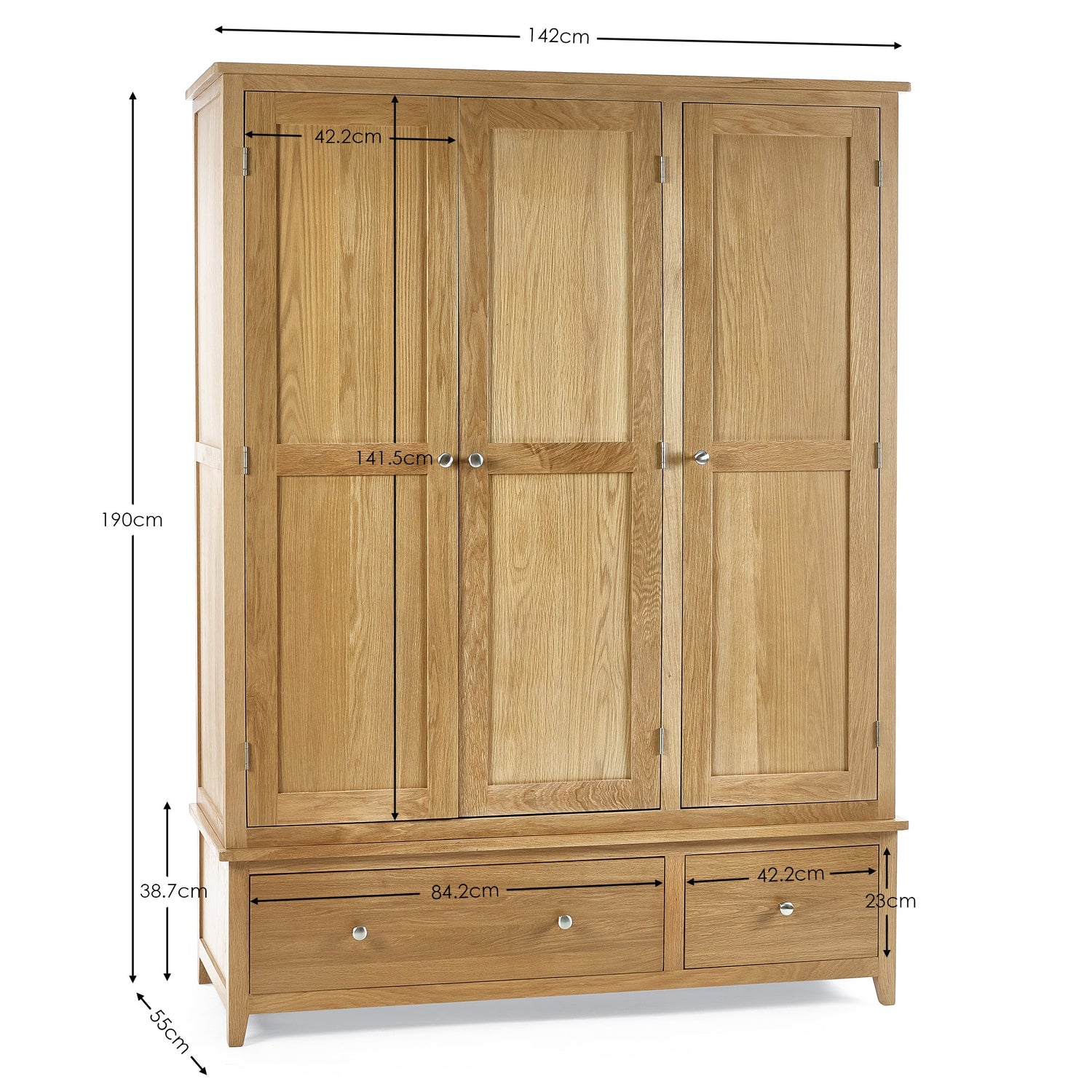 Maeve 3 Door Wardrobe Oak